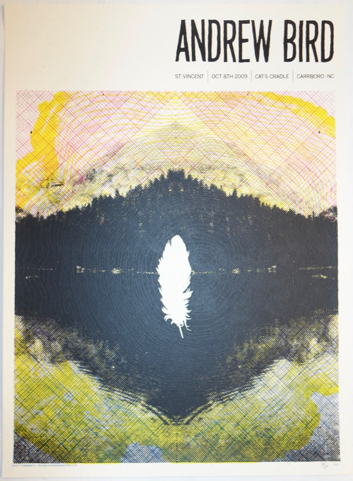 2009 Andrew Bird - Carrboro Silkscreen Concert Poster s/n by Scott Campbell