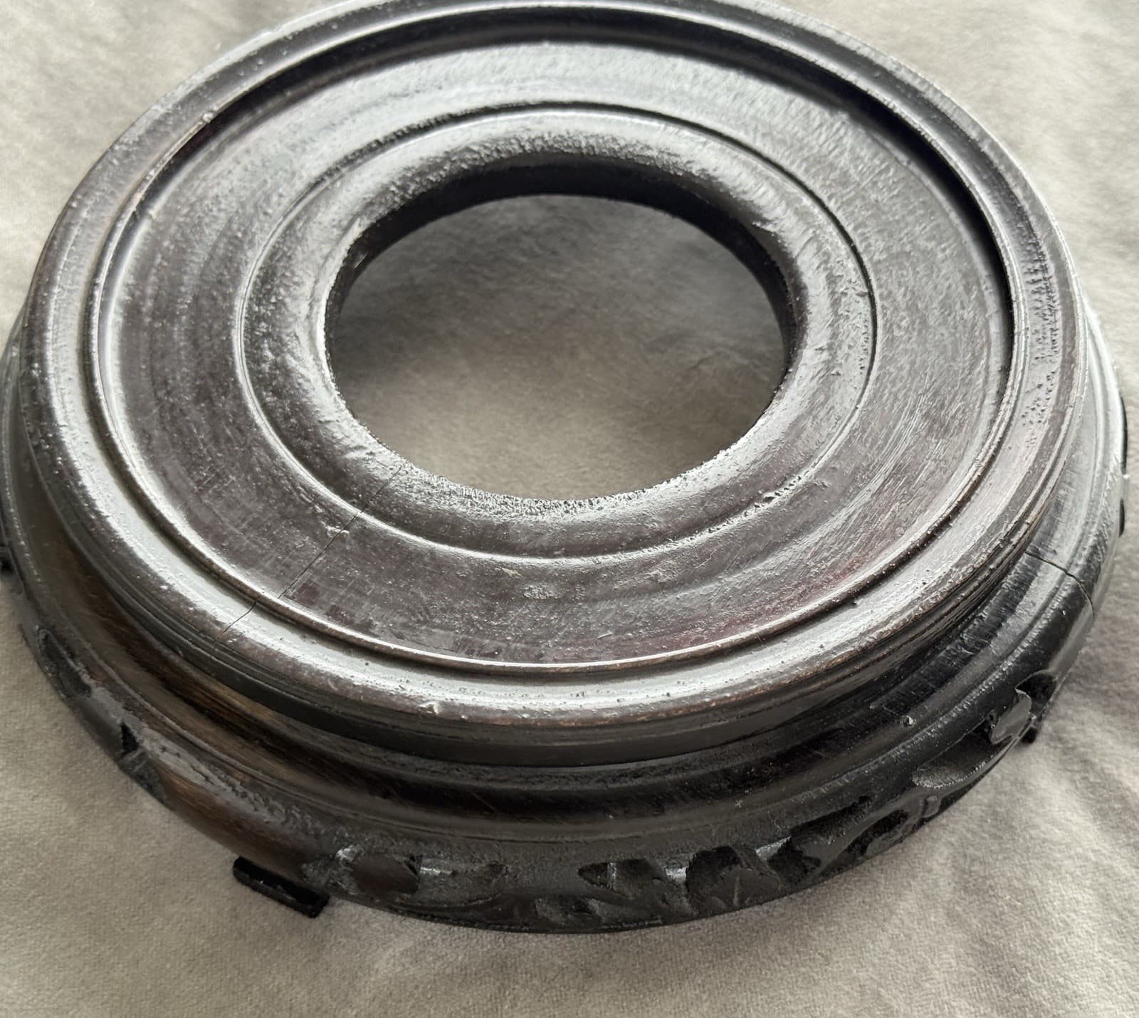 Vtg Chinese Cloisonné Enamel Bowl And Carved Wood Stand Floral Vase Motif 10.25" 4