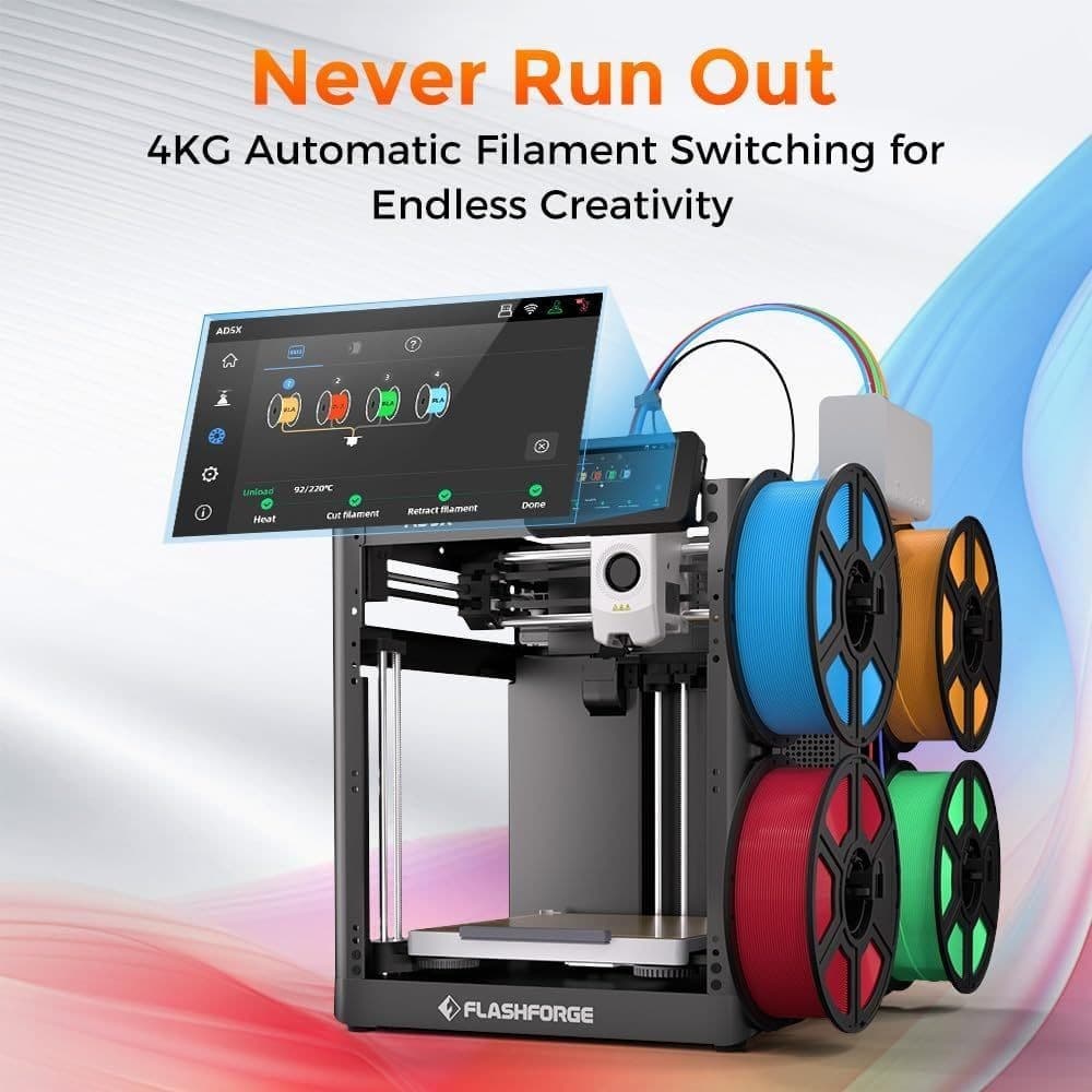 FLASHFORGE 3D Printer AD5X Upgraded 4 Color Printing IFS Intelligent Filament 2