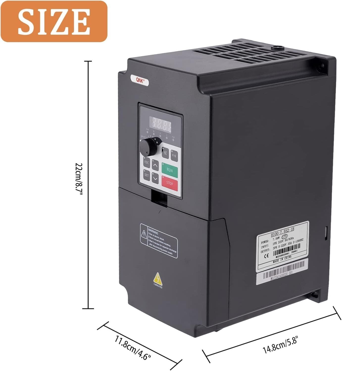 QNK 7.5KW 10HP 220V VFD 1 to 3 Phase Inverter Converter for CNC Spindle Motor 2