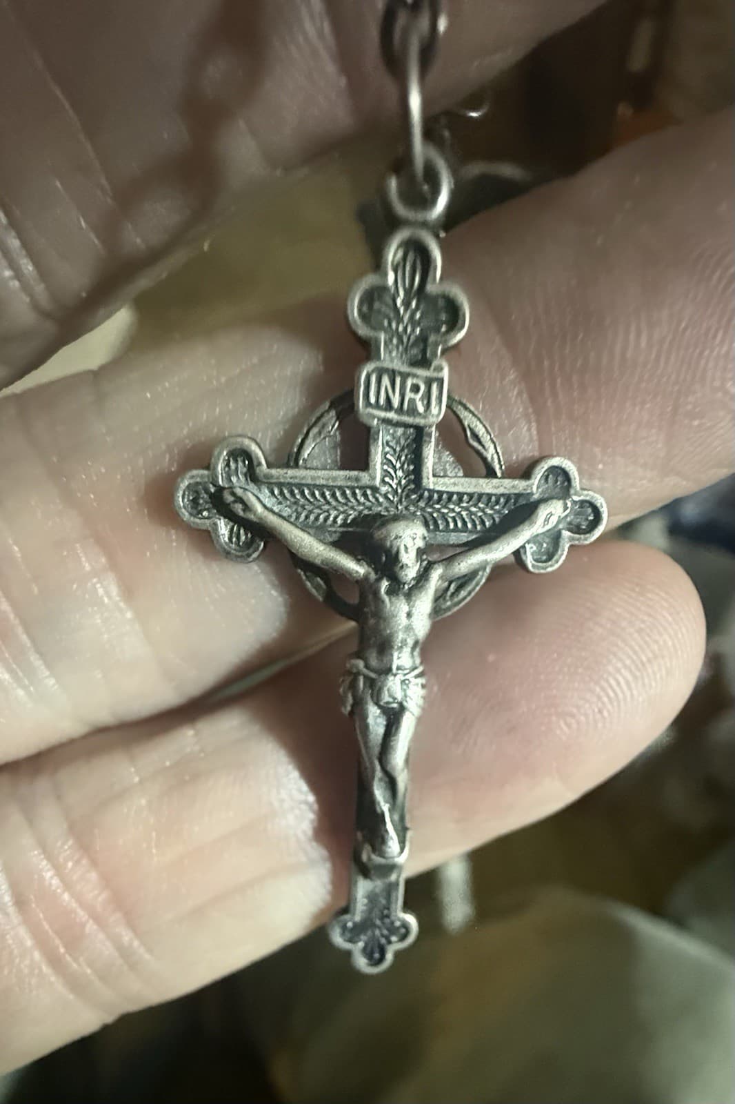 sterling crucifix Rosary wire chain and crystals