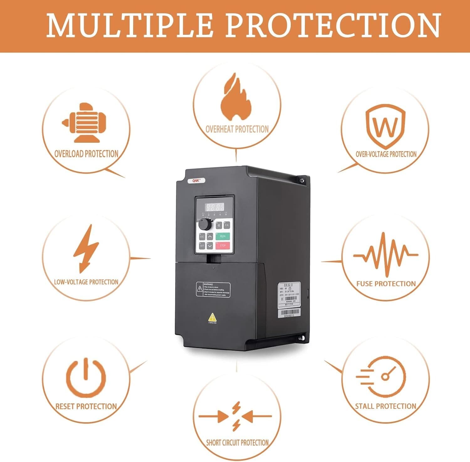 QNK 7.5KW 10HP 220V VFD 1 to 3 Phase Inverter Converter for CNC Spindle Motor 6