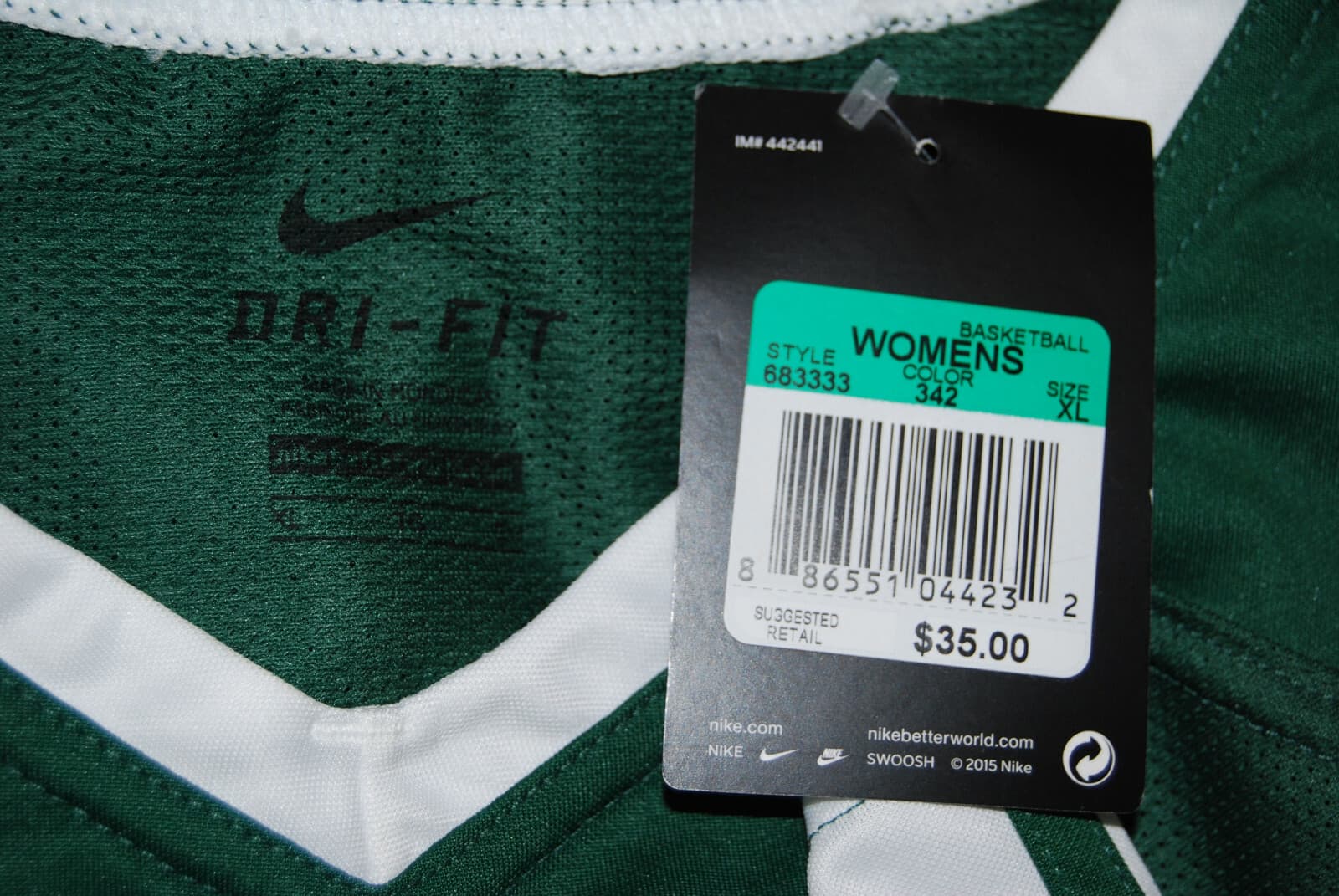 NWT Nike Women's Green Team Fastbreak SLVLS Basketball Jersey sz XL XLT 6