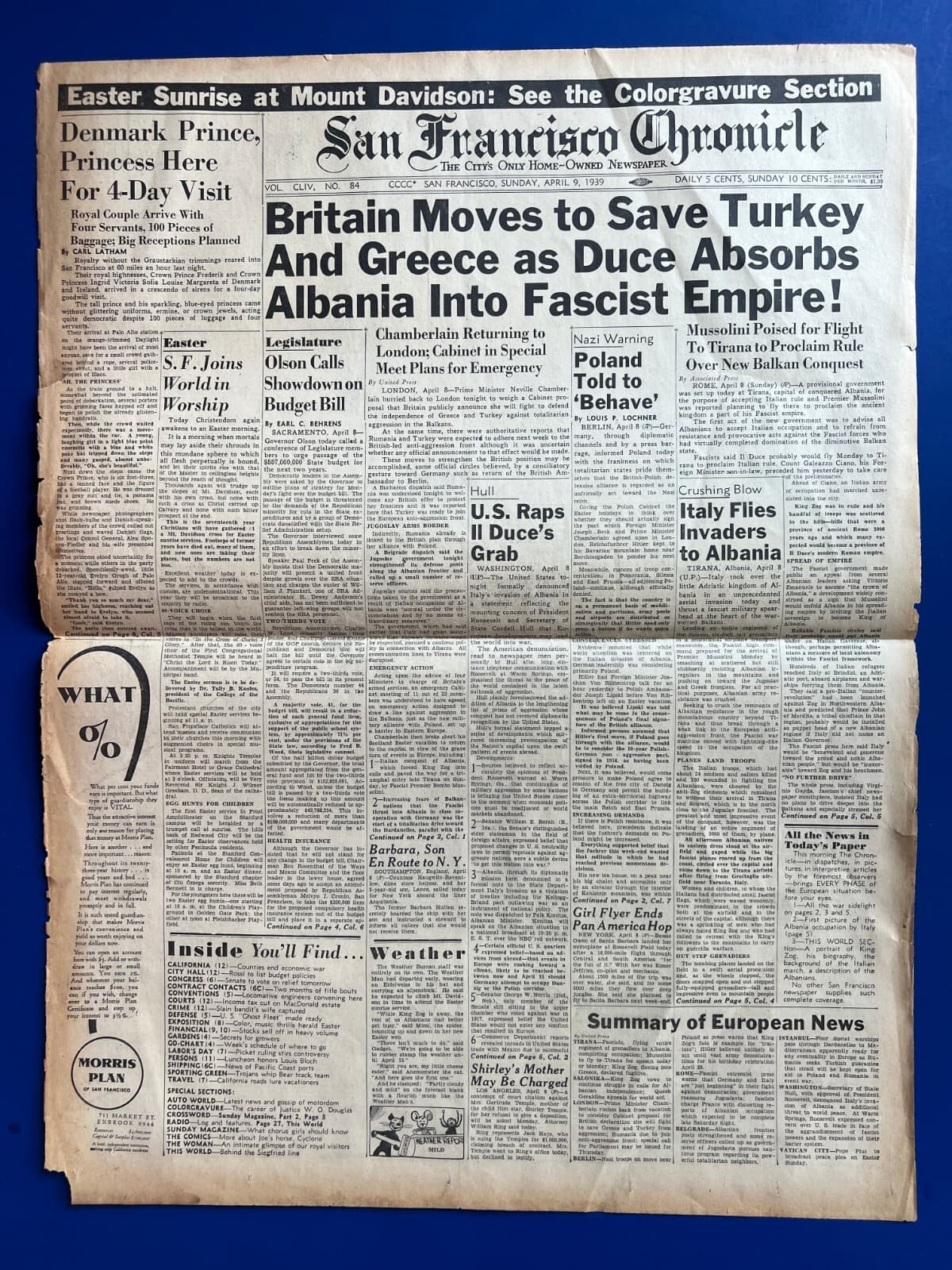 Two Pre-WW2 WWII 1938 1939 Newspapers MAPS OF EUROPE Max Factor, Diego Rivera 6