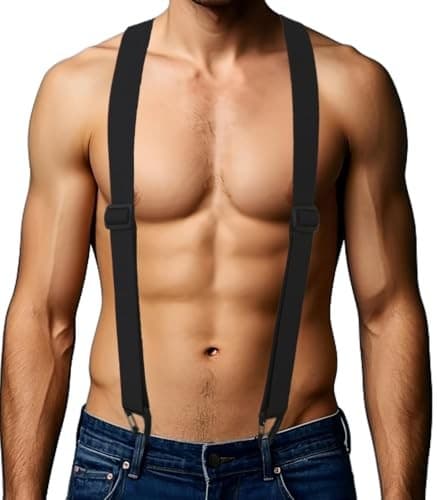 1.5 In Y Belt Loop Suspenders for Unisex Under Clothing with 3 Hooks. Black 5