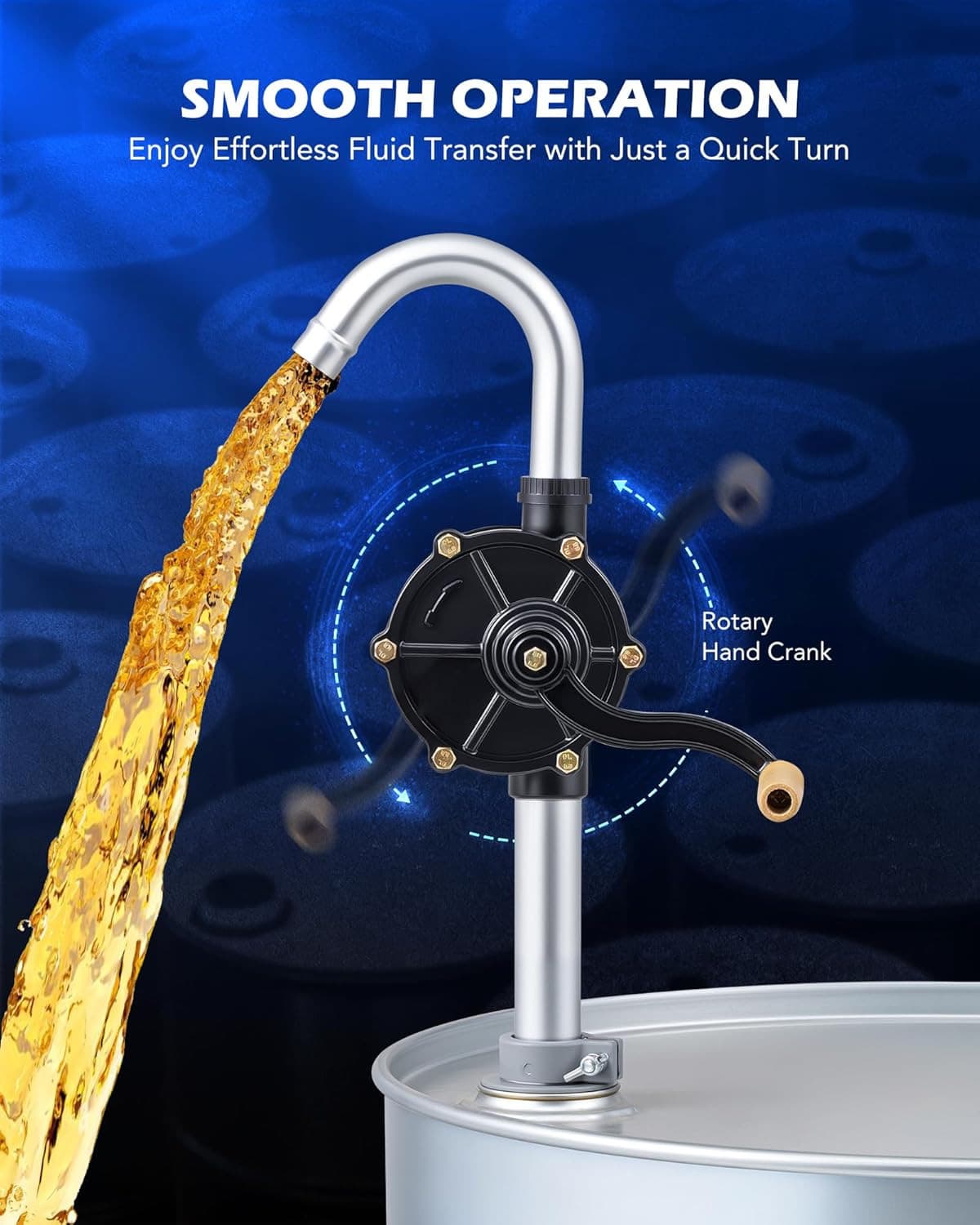 55 Gallon Drum Pump, Hand Crank Fuel Transfer Pump for 15 to 55 Gallon Drums, He 5