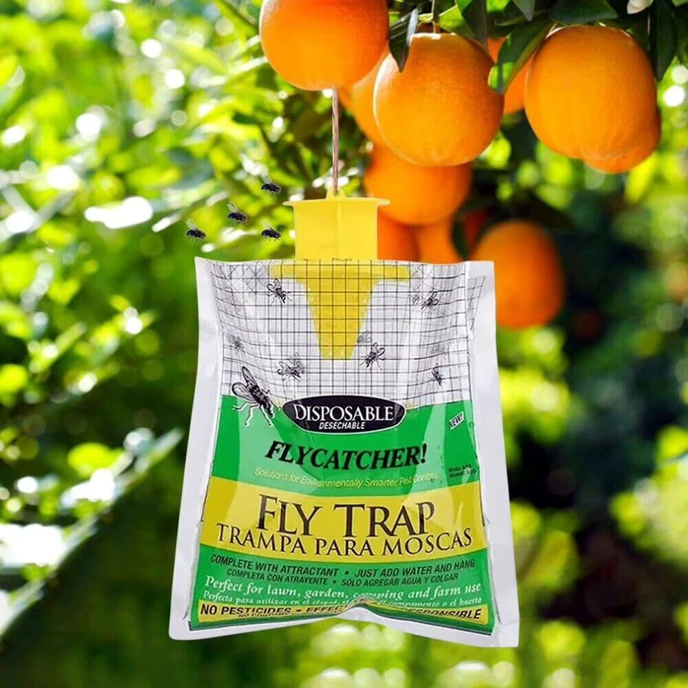 10 Pack Outdoor Fly Traps, Disposable Non Toxic Hanging Catcher Killer Large Bag 2