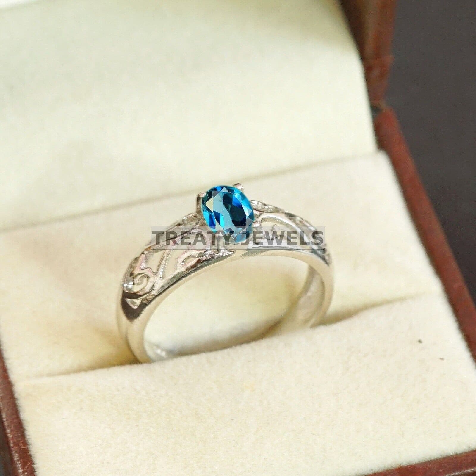 London Blue Topaz Oval Gemstone With 925 Sterling Silver Ring For Men's #B215 # 5
