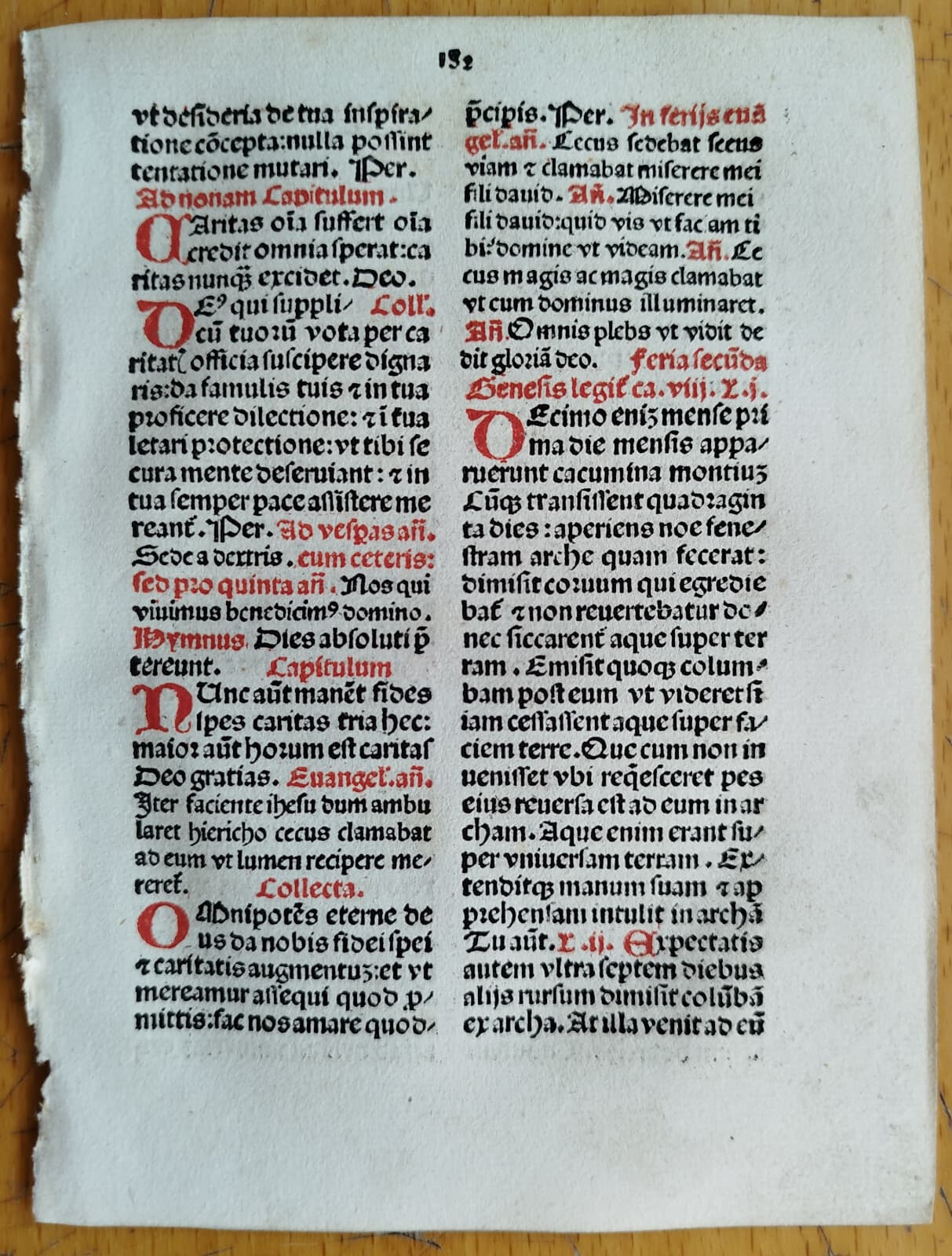 Rubricated Incunable Leaf Brevarium Augsburg (152) - 1495