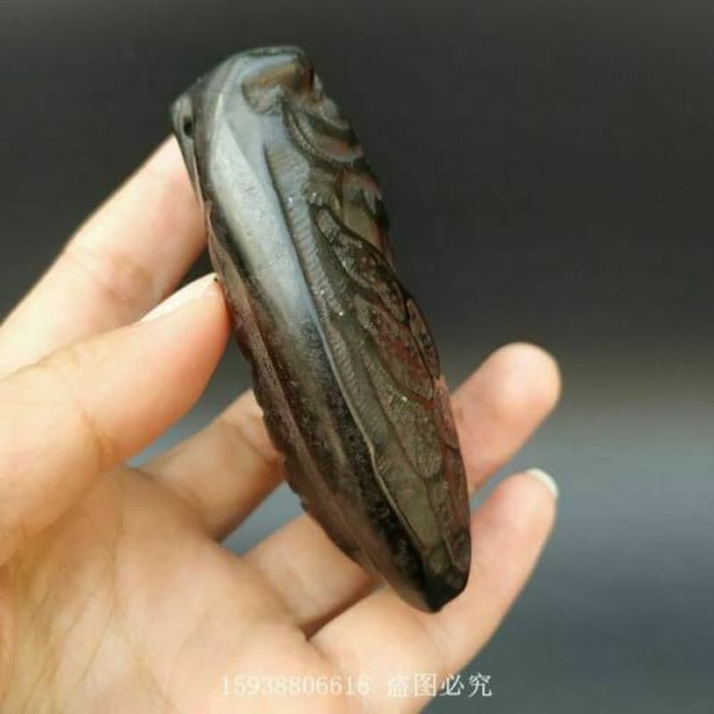 Chinese Hongshan Culture meteorite carved original cicadas monkey handicraft 5