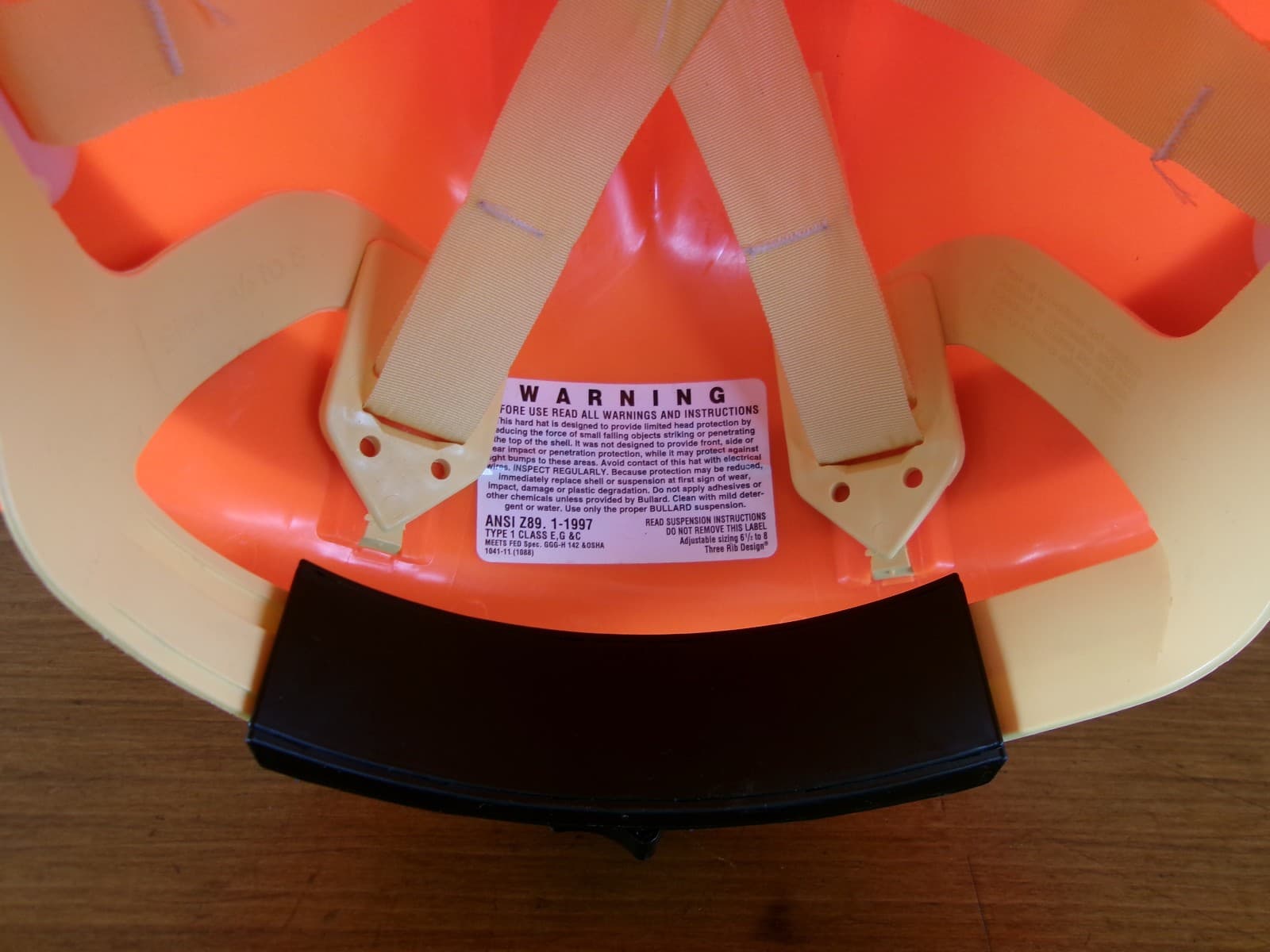 BNSF Railway Orange Hard Hat Plastic Bullard 6 1/2-8 302RT Type 1 Class E,G & C 6