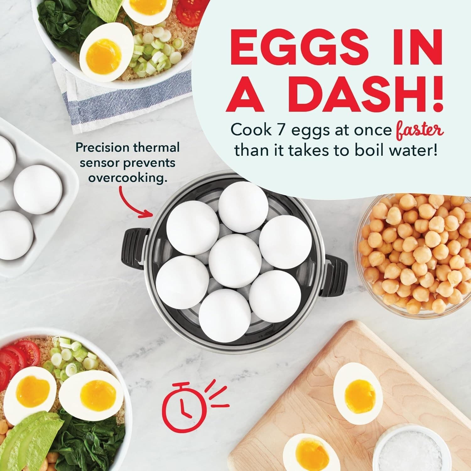 Rapid Egg Cooker: 7 Egg Capacity Electric Egg Cooker for Hard Boiled Eggs, Poach 2