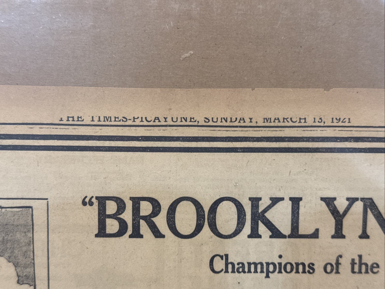 RARE 3-13-1921 Brooklyn Dodgers vs. St. Louis Browns Paper, George Sisler, WOW!! 3