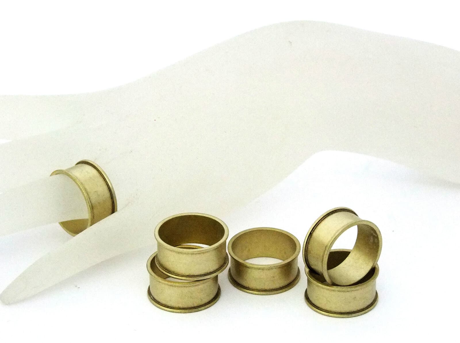 Raw Brass Ring Blanks 3/8"  Wide Size 10 With Channel  Pkg Of 6