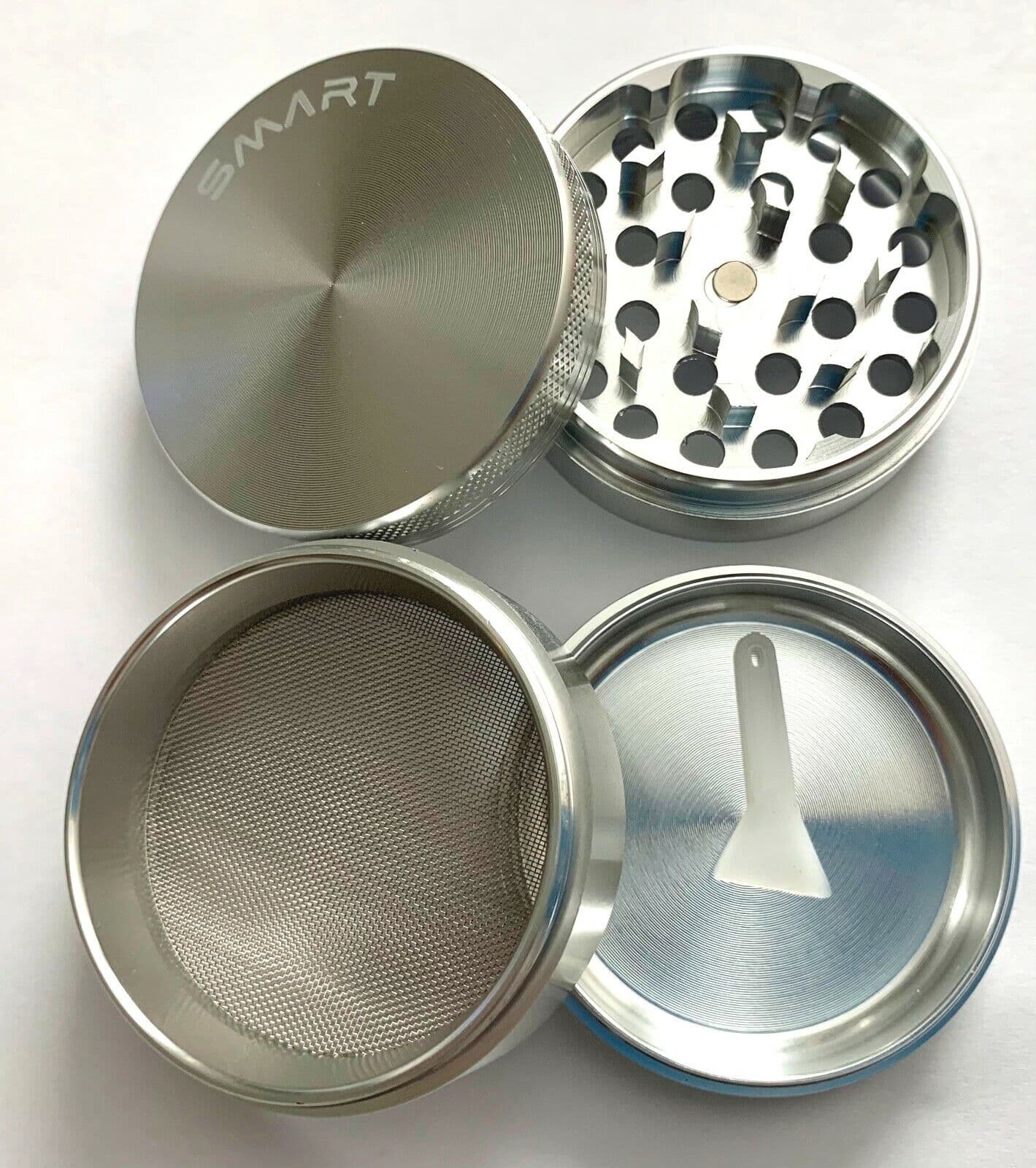 4 layer 56mm Aluminum Smoke Chromium Crusher Tobacco Herb Spice Grinder Silver 3