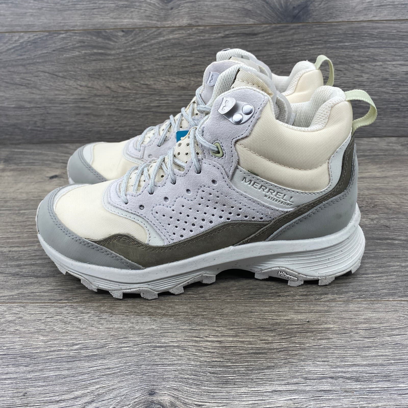 Merrell Speed Solo Waterproof Hiking Boots Gray/Beige Ladies Size 7.5 NEW