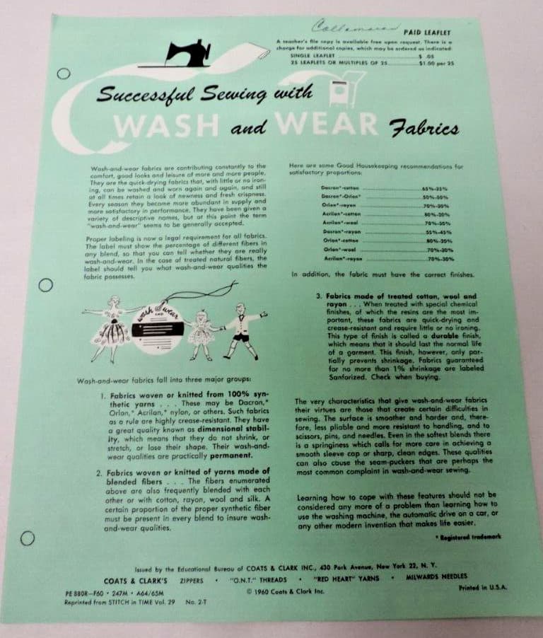 3 1970s Sewing Educational Pamphlets Lot: Fabric Information 4