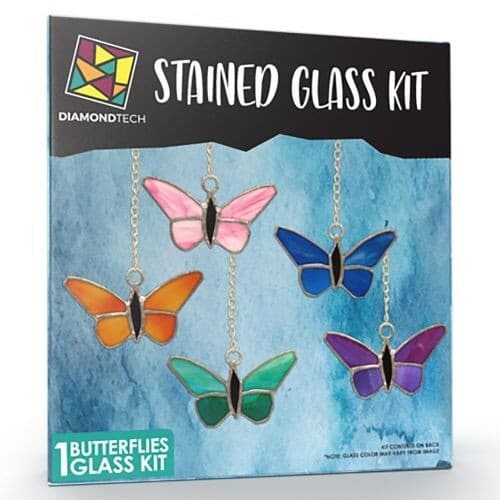Studio Pro Pre-Cut Stained Glass Kit Butterflies Make Your Own Stained Glass Art