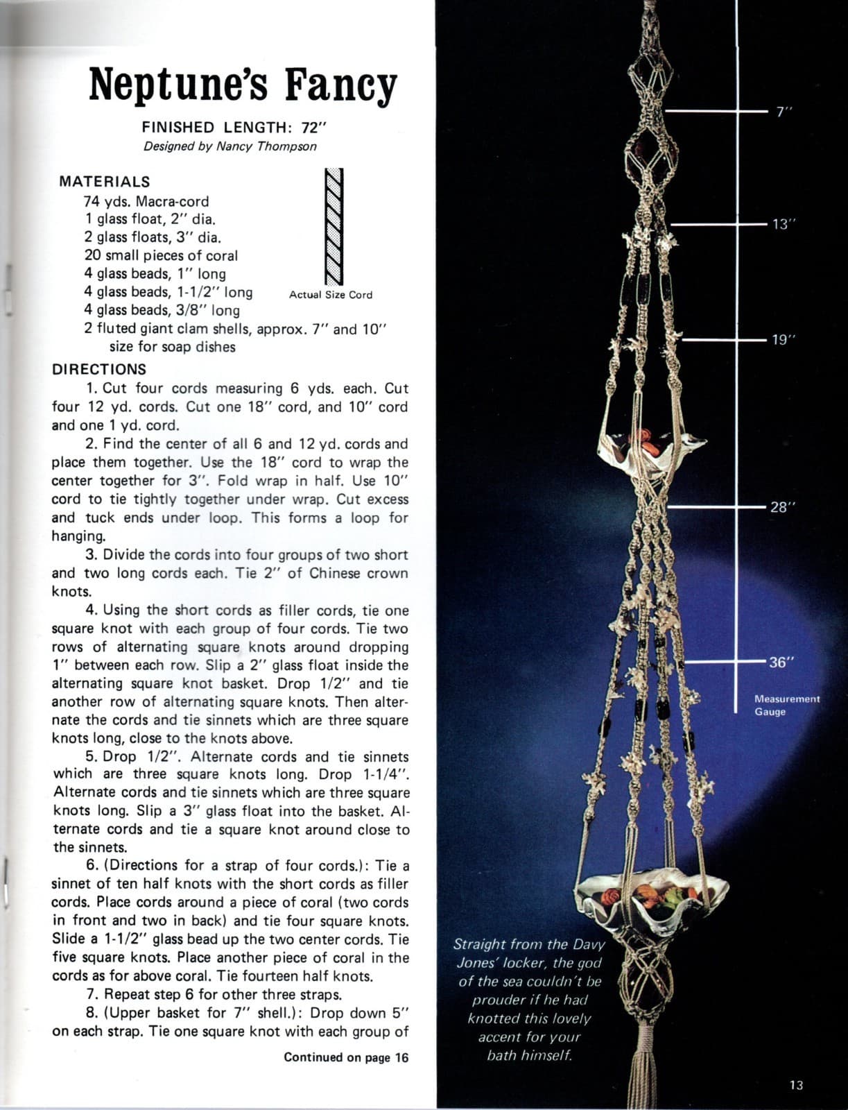 GUIDE TO MACRAME KNOTS HH-28 Plus 8 Projects Macrame' Pattern Leaflet 3