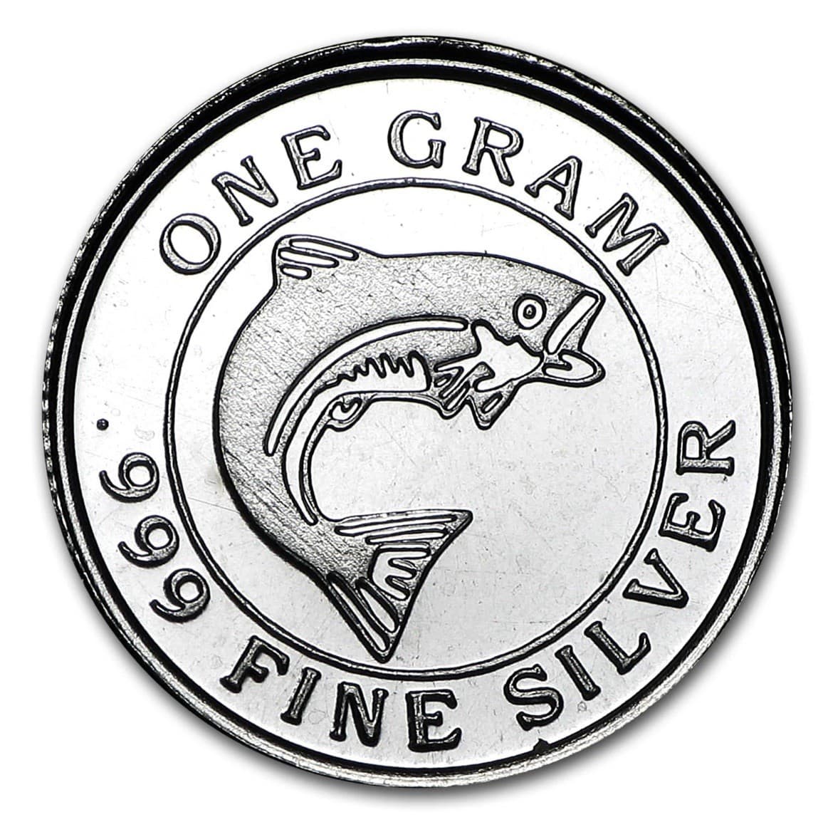 1 gram Silver Round - Salmon Fish 2