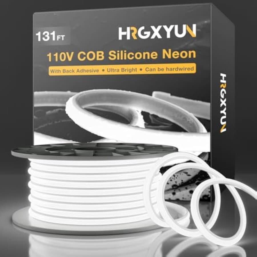 COB LED Strip Lights 110V - 40m/131ft Waterproof Silicone Rope Light w 2