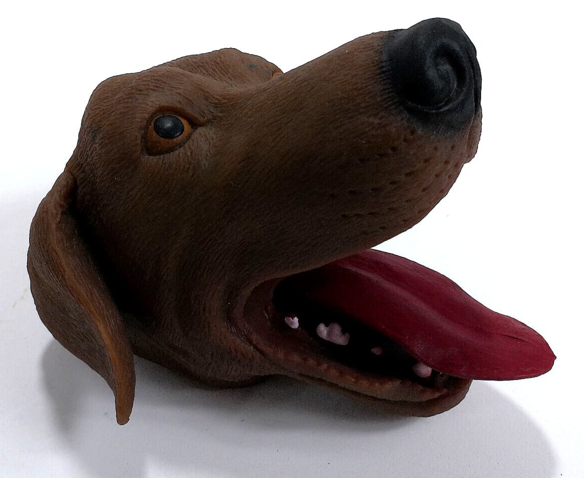Stretchy Dog Schylling Rubber Black Brown Lab High Quality Hand Puppet