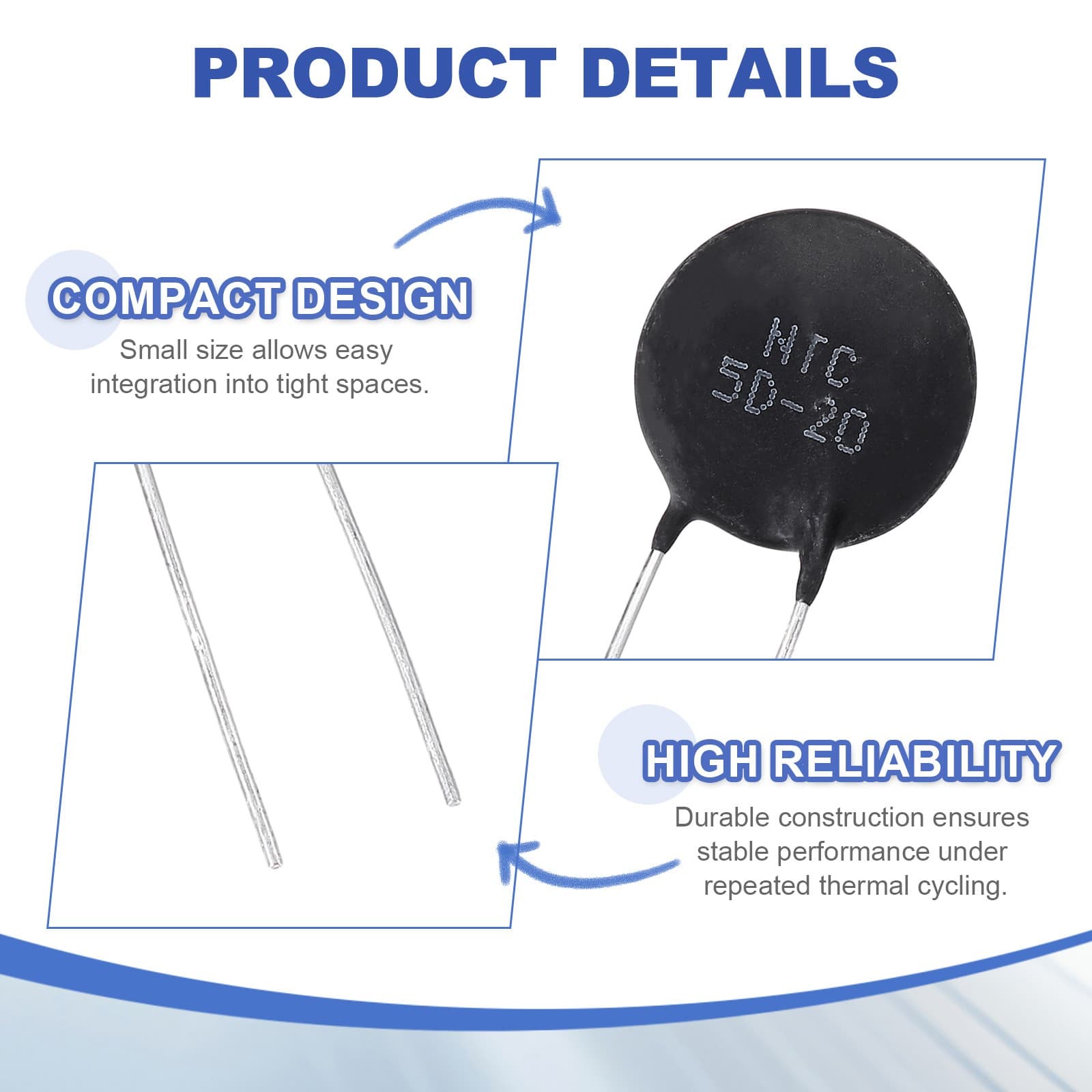 20 Pcs NTC 5D-20 5 Ohm MF72 Negative Temperature Coefficient Thermistor 4