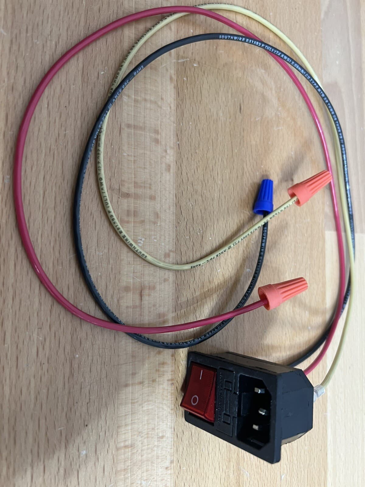 Assembled Power Socket with Fuse and wires Switch 3 Pin IEC320 C14 USA Plug 6