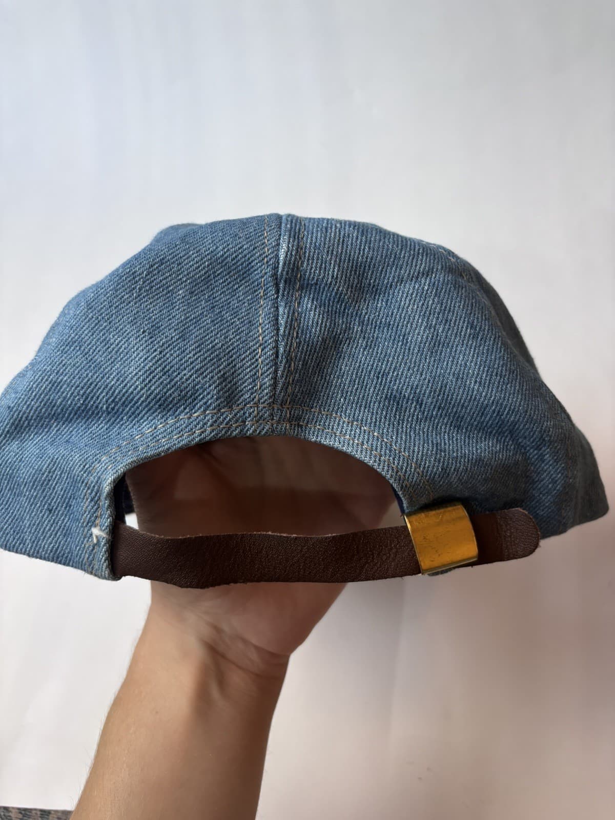 John Deere Denim & Suede Leather Patch Logo Snapback Hat Cap 3