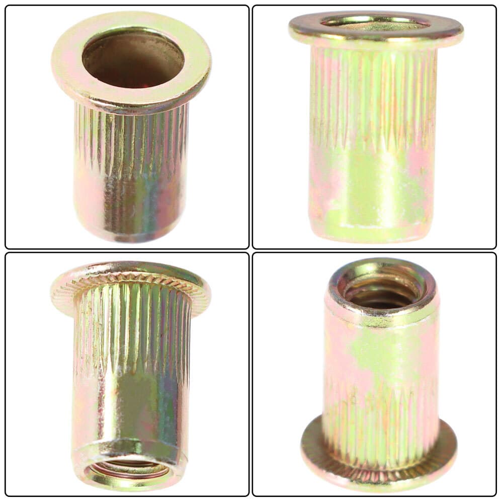 100 Pcs M6 Metric Carbon Steel Rivet Nut Flat Head Threaded Insert Nutsert US 3