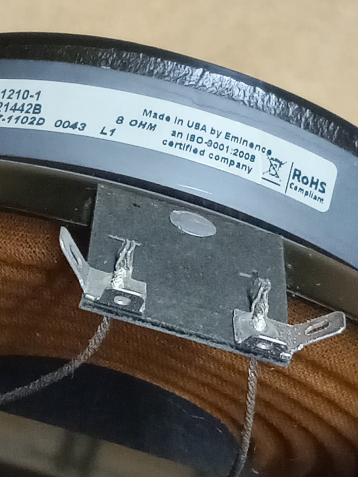 12" 8 Ohm woofer built by Eminence in USA for ASR audio with 2" vc and 38 oz mag 4