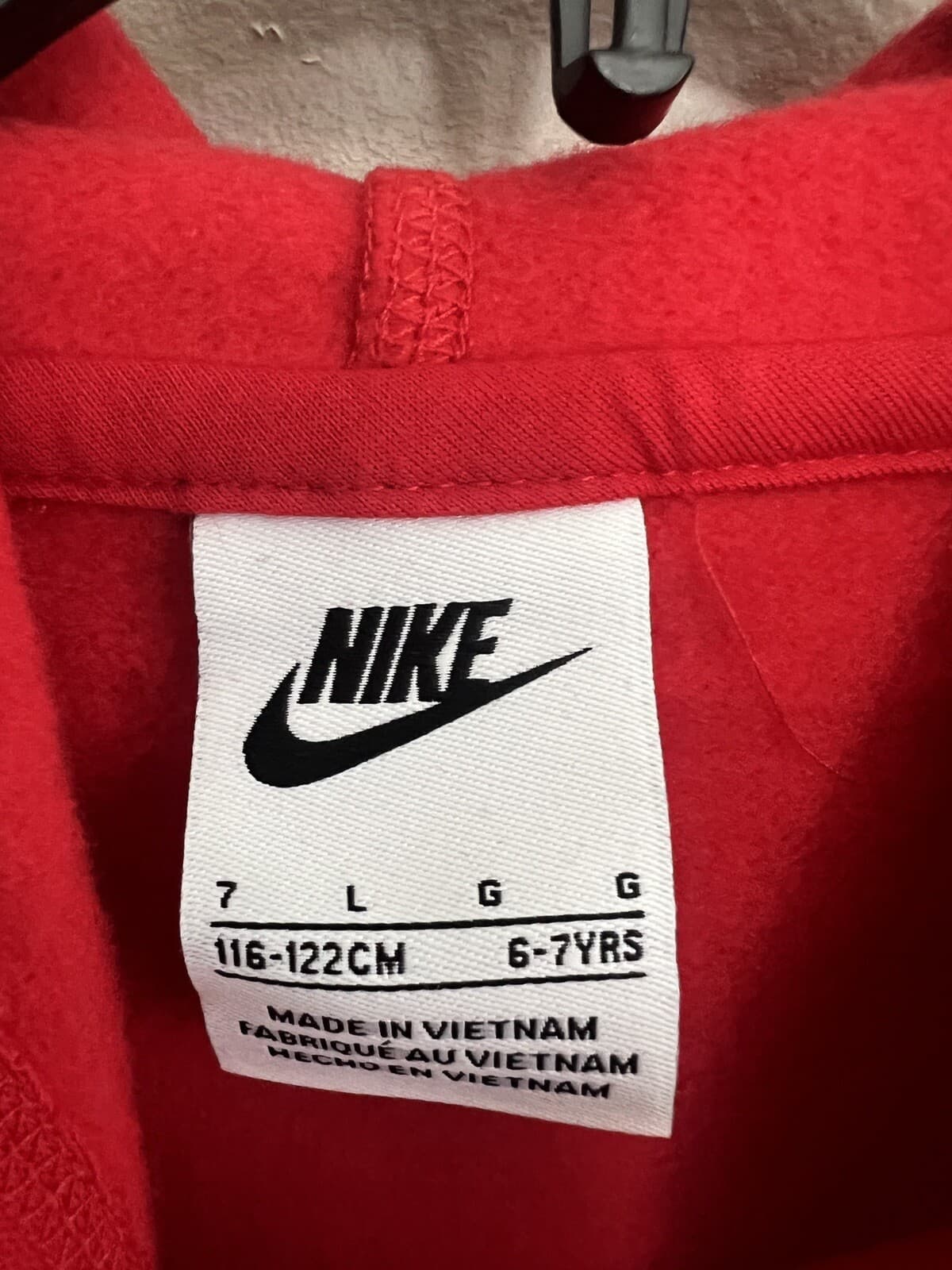 Nike Youth Club Fleece Pullover Hoodie Kids Size 7 University Red 86F322-U10 NWT 3