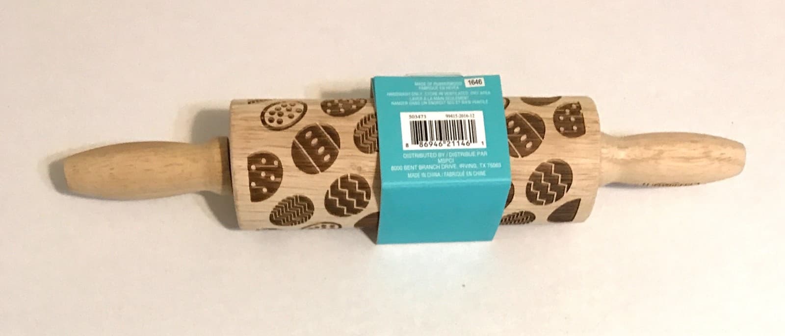 Celebrate It! Easter Eggs Design Engraved Indented Rubberwood Baking Rolling Pin 2