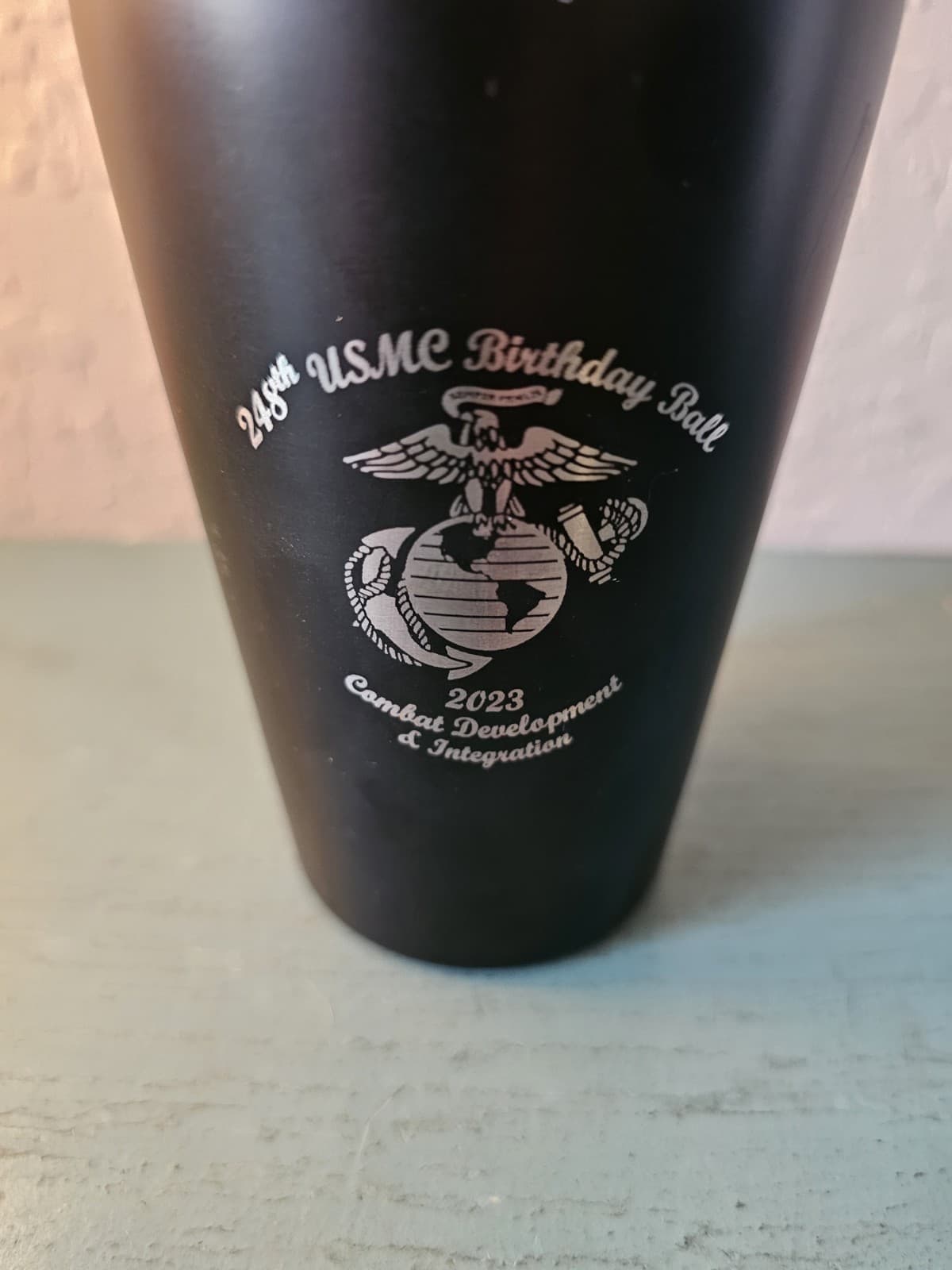 2023 USMC Birthday Ball Stainless Steel Cup W/Matte Black Exterior-Excellent 2