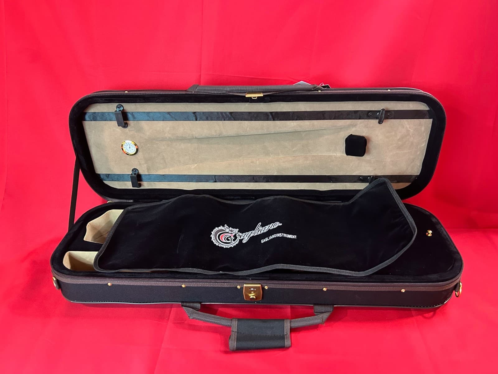 Gagliano Oblong DeLuxe Violin Case 4/4  - Subway Handel/Humidifer Black/Beige 4