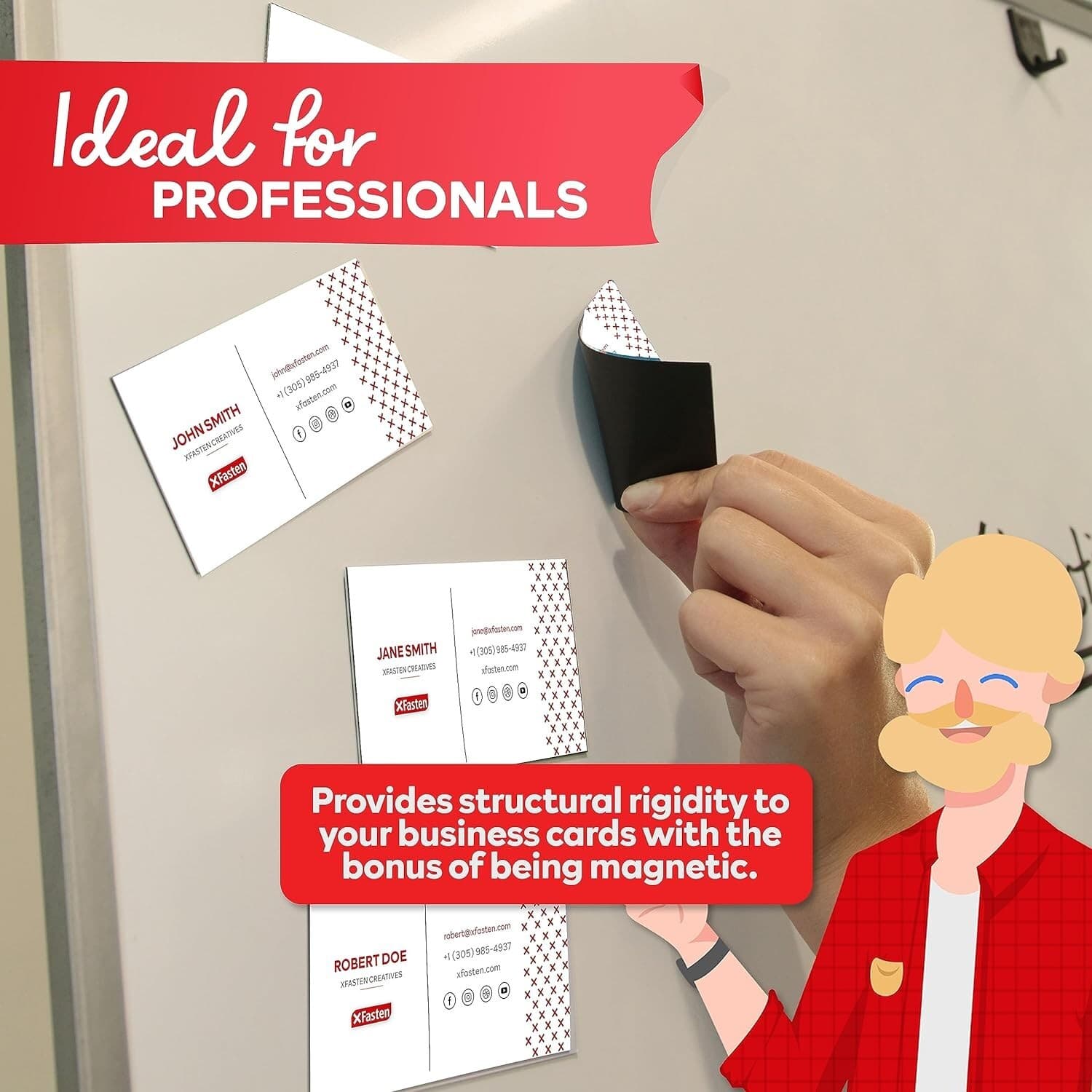 XFasten Self Adhesive Business Card Magnets, Pack of 100, Weatherproof Peel a... 5