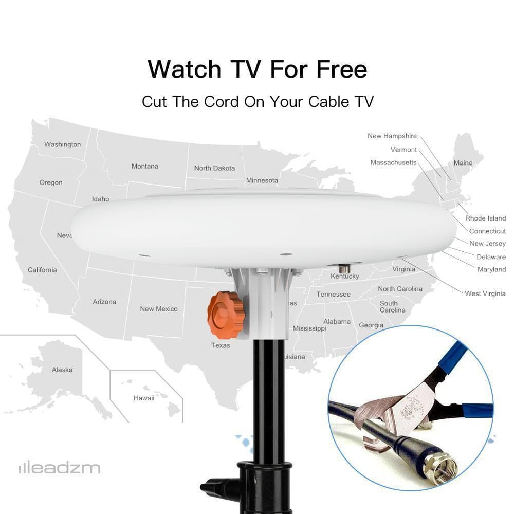 360° Home Video Omni-Directional Outdoor Amplified TV Antenna HDTV 1080P 4K 3