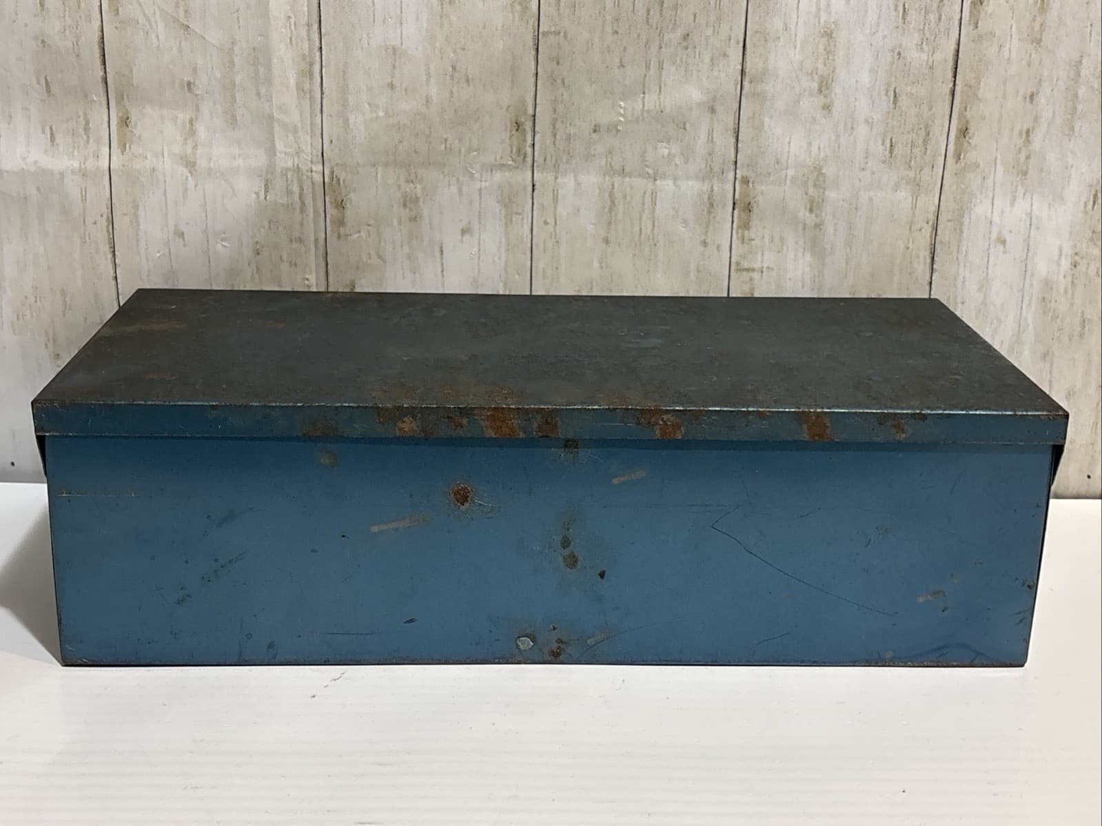 VTG Merriam No. 8 Guardsman Metal Storage Box Rectangular Blue NO KEY 3