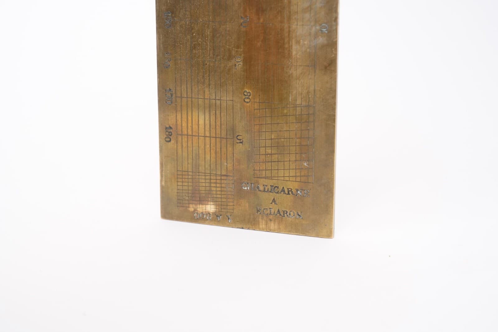 19th century instrument, two brass slide rules, Chalicarne à Eclaron 2