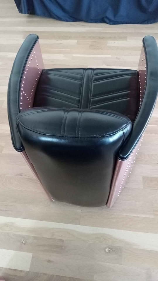 NIB Set of 2 Aviator riveted RoseGold anodized aluminum 360*swivel barrel chairs 4