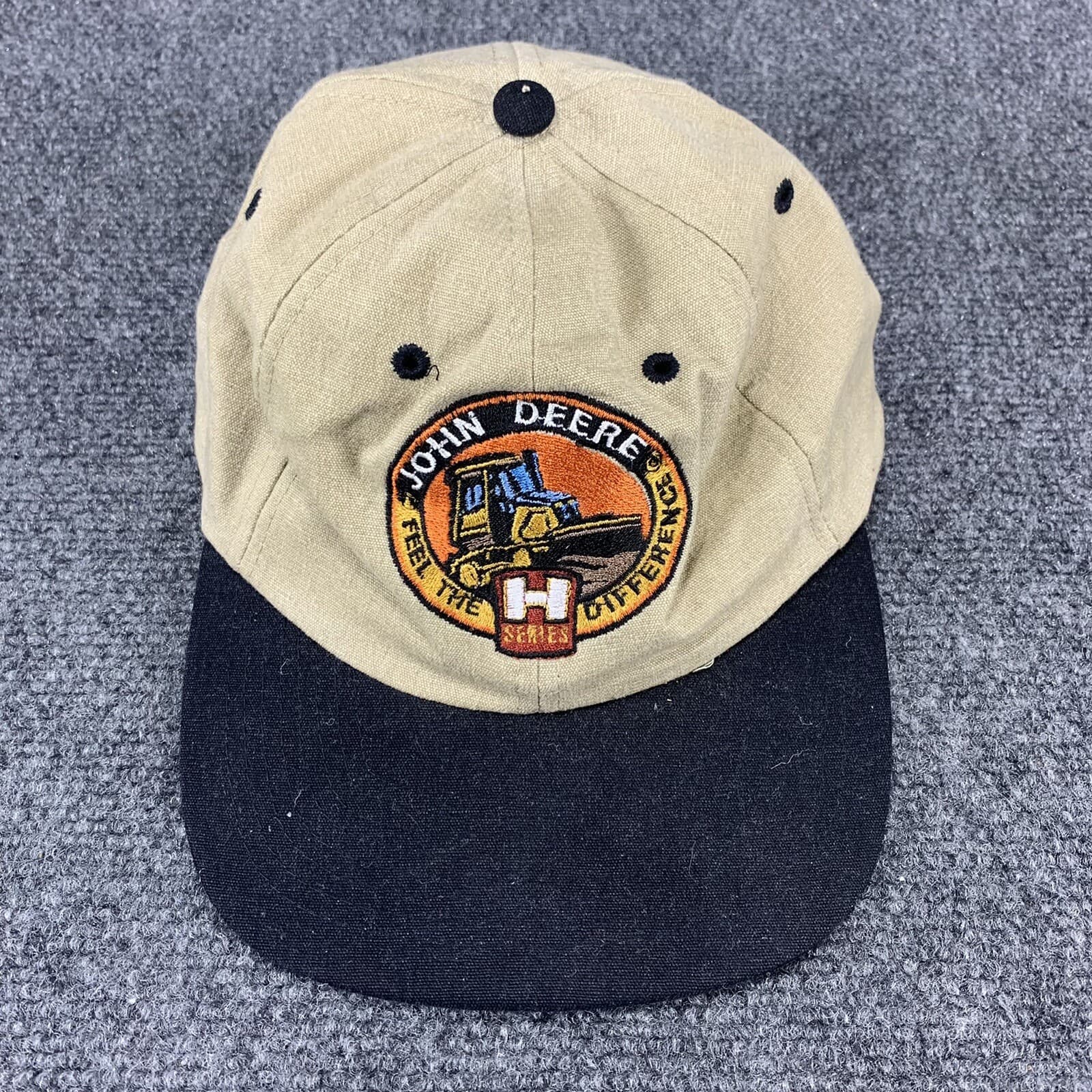Vintage John Deere H Series Hat Cap Adjustable Trucker Baseball Black Tan Nissun