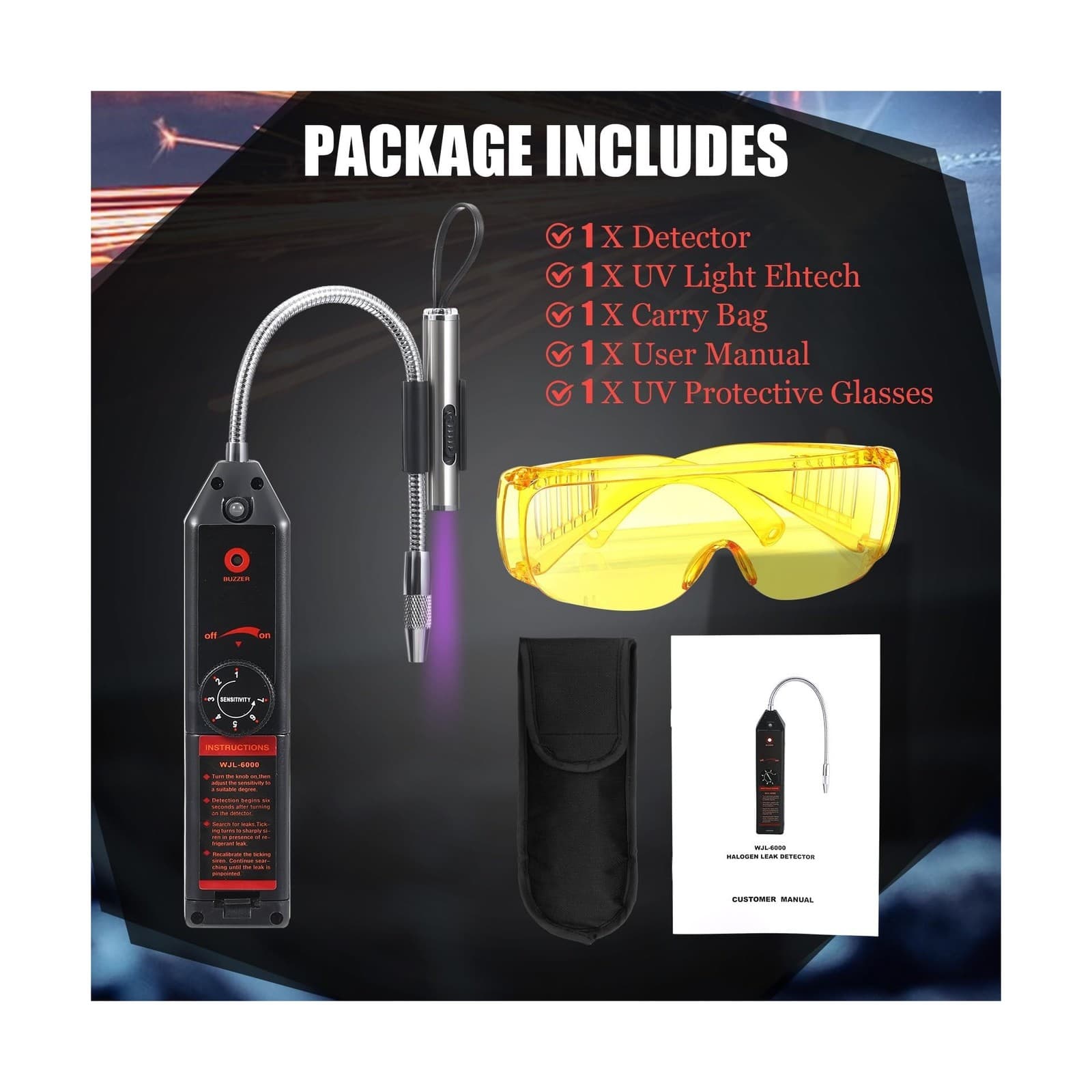 AC Leak Detector Kit WJL-6000UV Refrigerant Leak Detector Auto Air ... Fast Ship 3