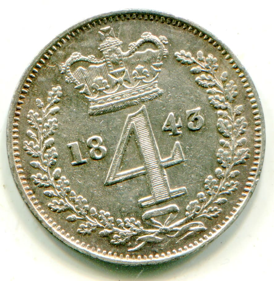 UK Maundy money 4 pence 1843 KM-732 golden toned lotaug2767