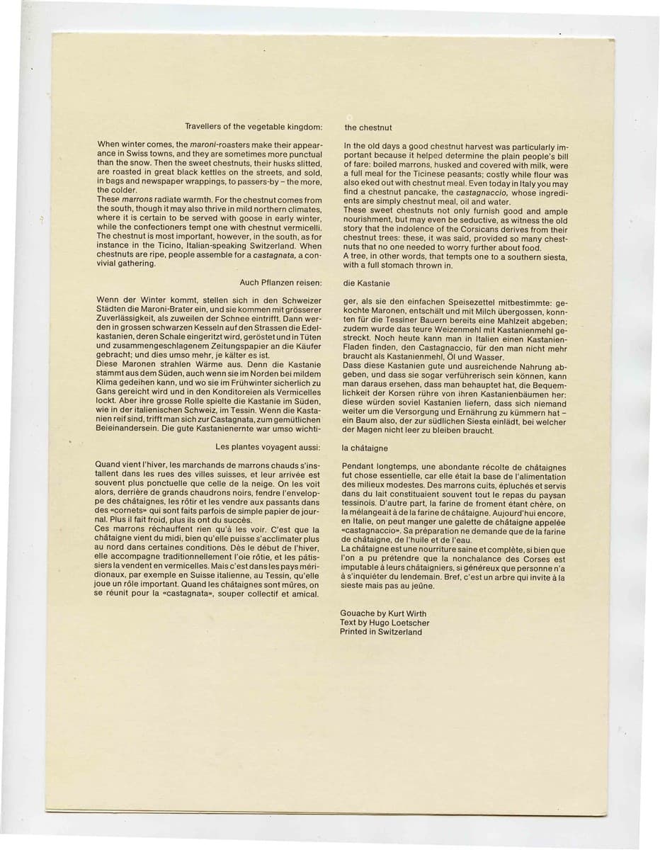 2 Swissair Economy Class Menus 1990's Switzerland North America Chestnut Cherry 2