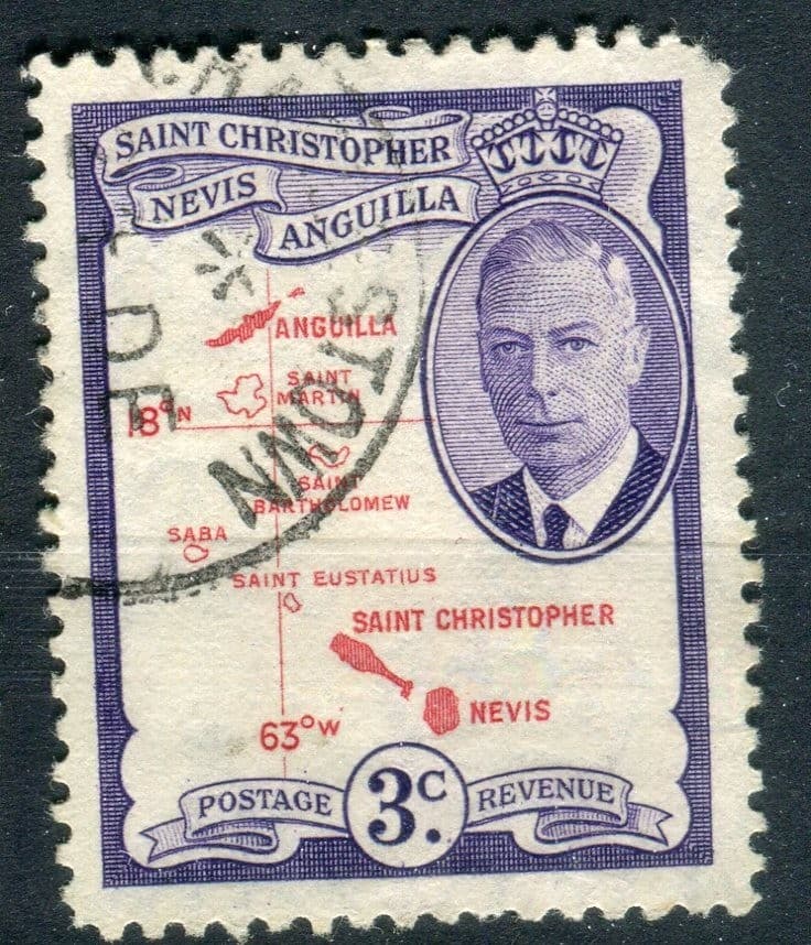 St Christopher Nevis SG96 1952 KGVI 3c fine used