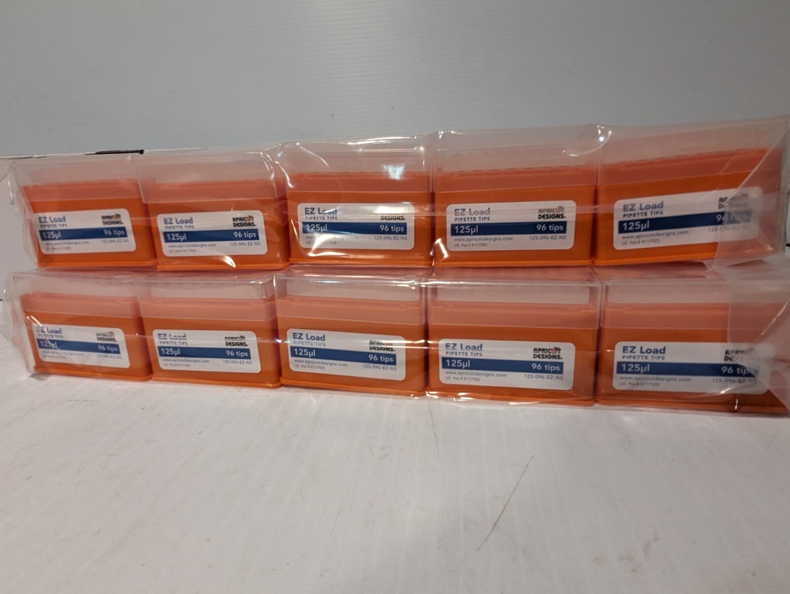 Case of 960 Apricot Designs 125-096-EZ-NS EZ load pipette tips, 125μL 2