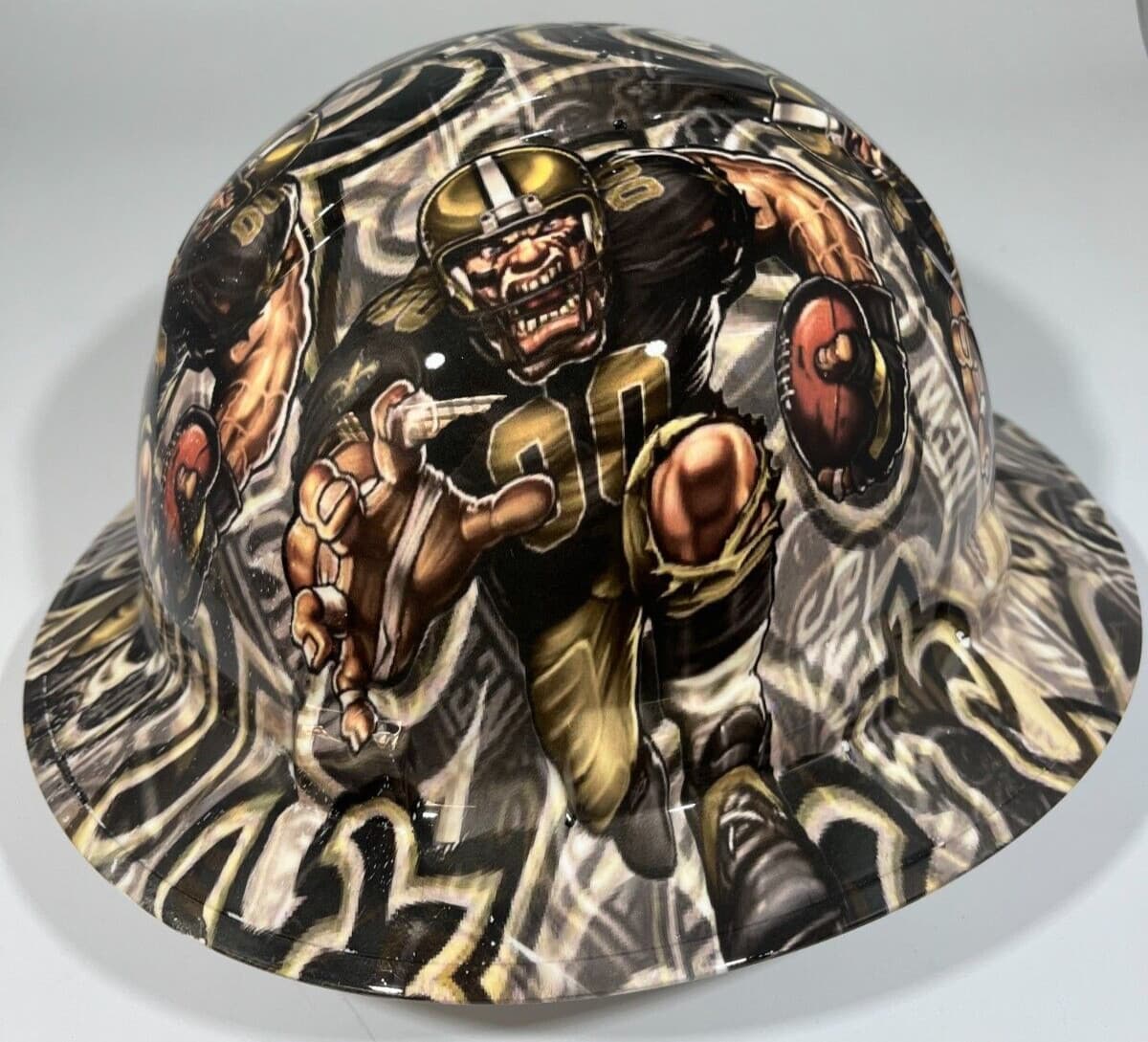 New Full Brim Hard Hat Custom Hydro Dipped NEW ORLEANS SAINTS SICK NEW DESIGN