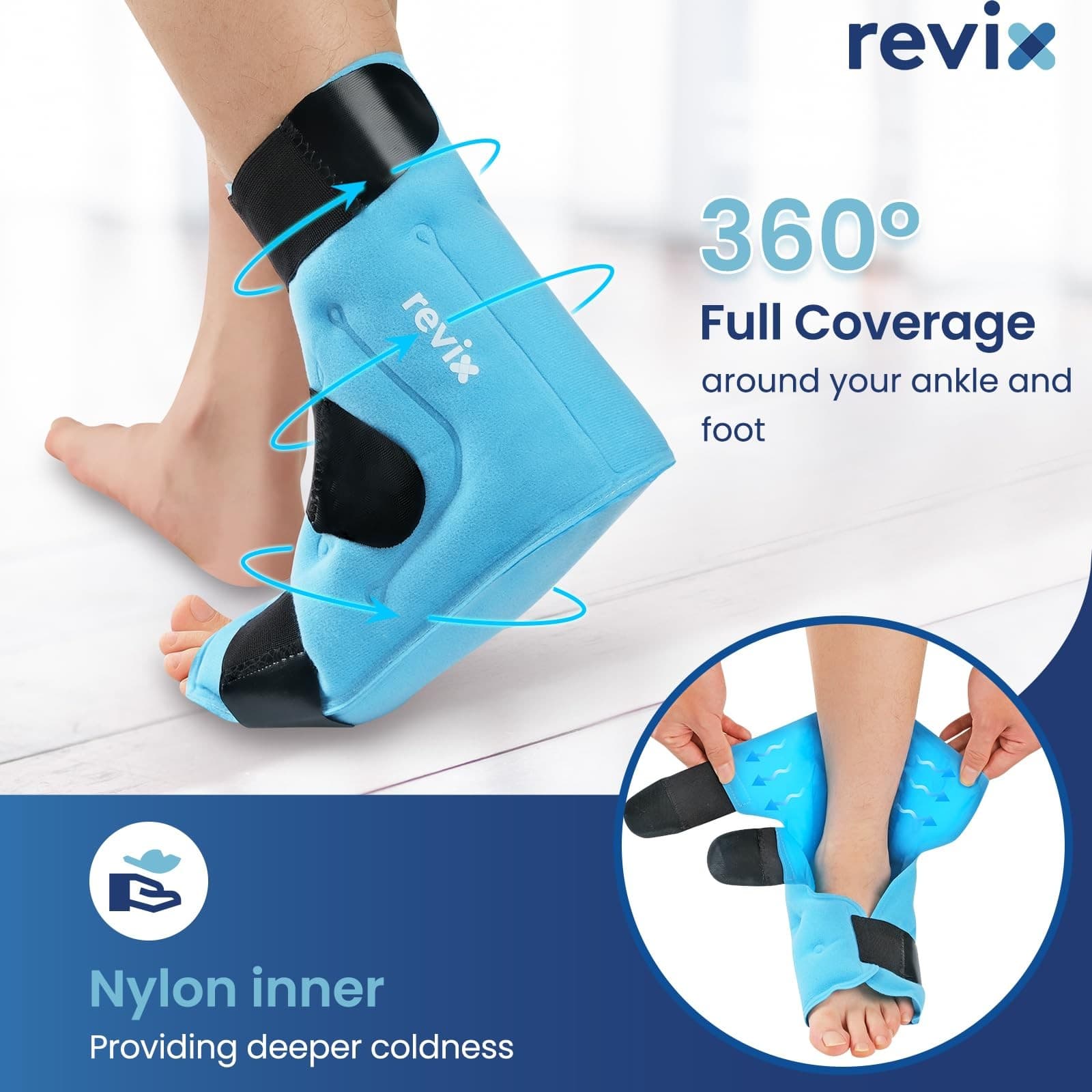 REVIX Large Ankle Ice Pack for Foot Discomfort, Reusable Gel Cold Pack with C... 3