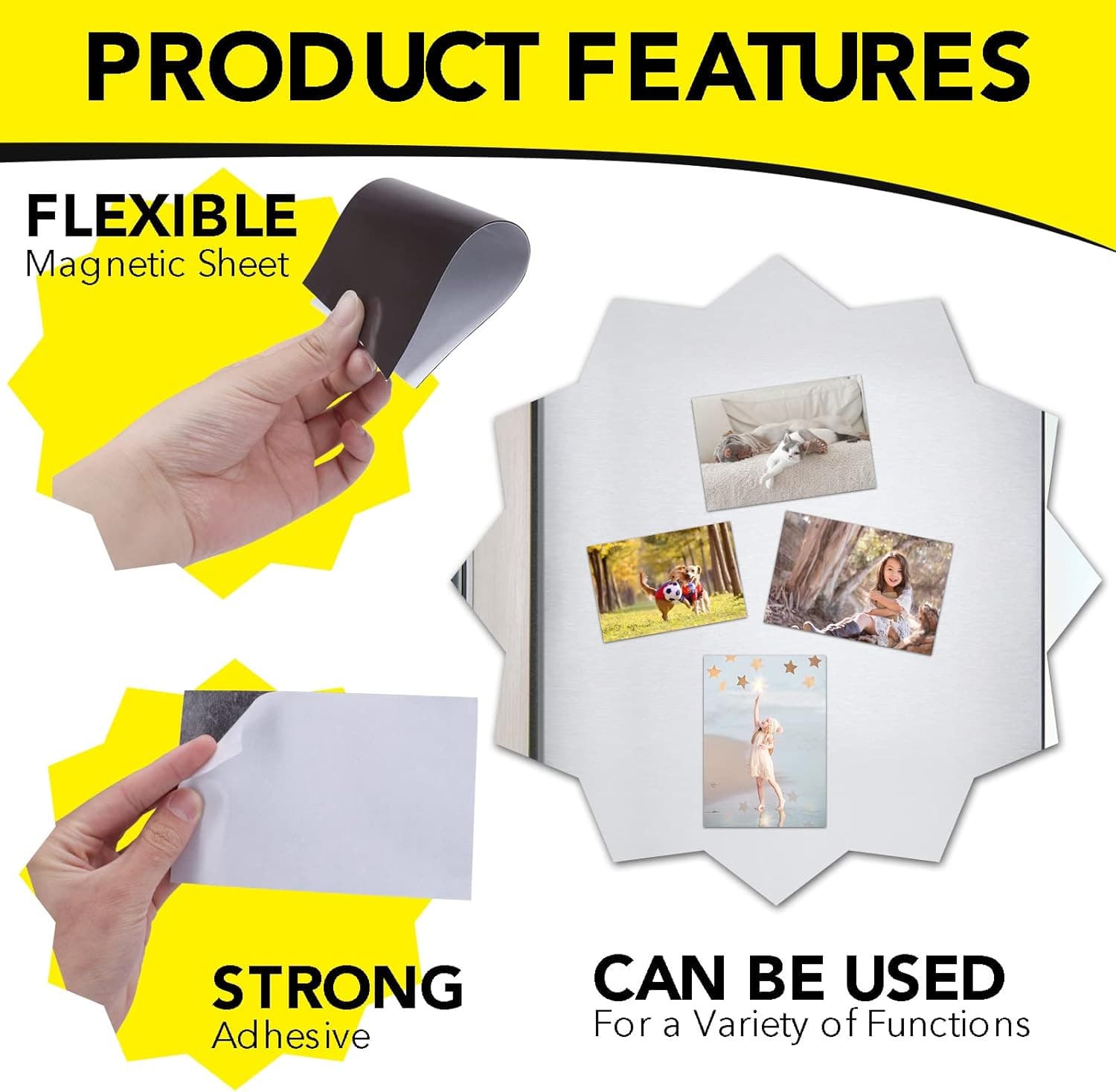 Magnetic Adhesive Sheets, |4" X 6"|, 10 Pack Cuttable, Flexible Magnet Sheets wi 3