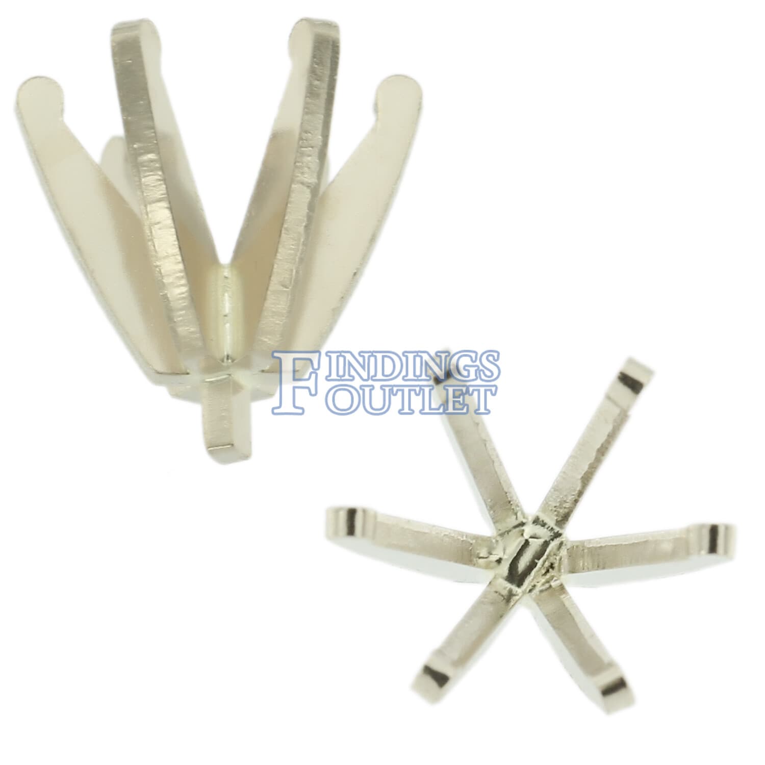 14K White Gold Round 6 Prong Peg Head Setting Standard Style For Center Stone 4